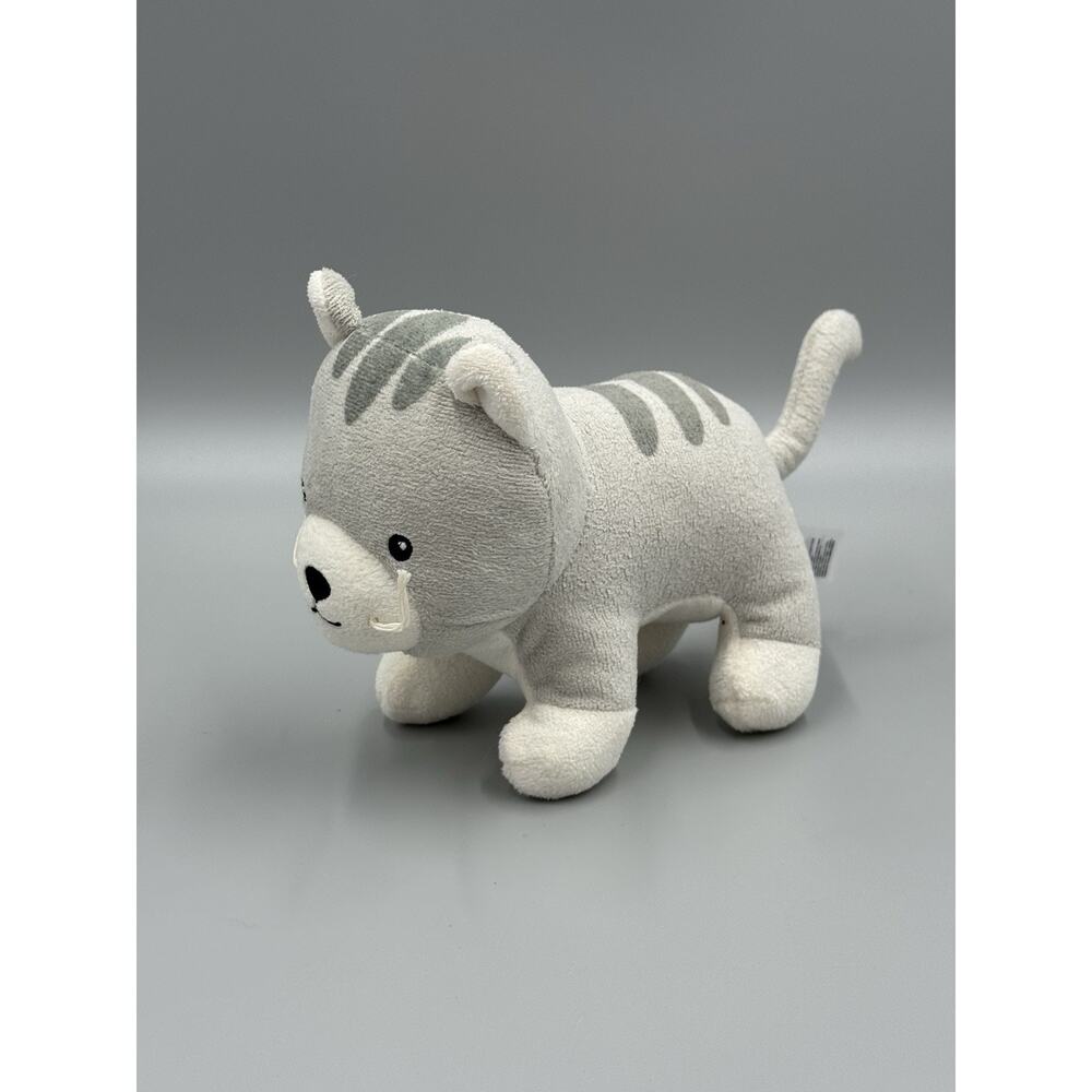 H&M Home Gray & White Kitty Cat Kitten Plush W/ Stripes Small 7” Stuffed Animal